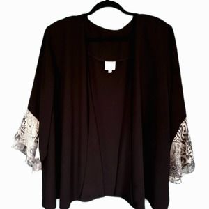 Siasia New York 80s Vintage Black Ruffle Sleeve Formal Open Jacket sz 28W